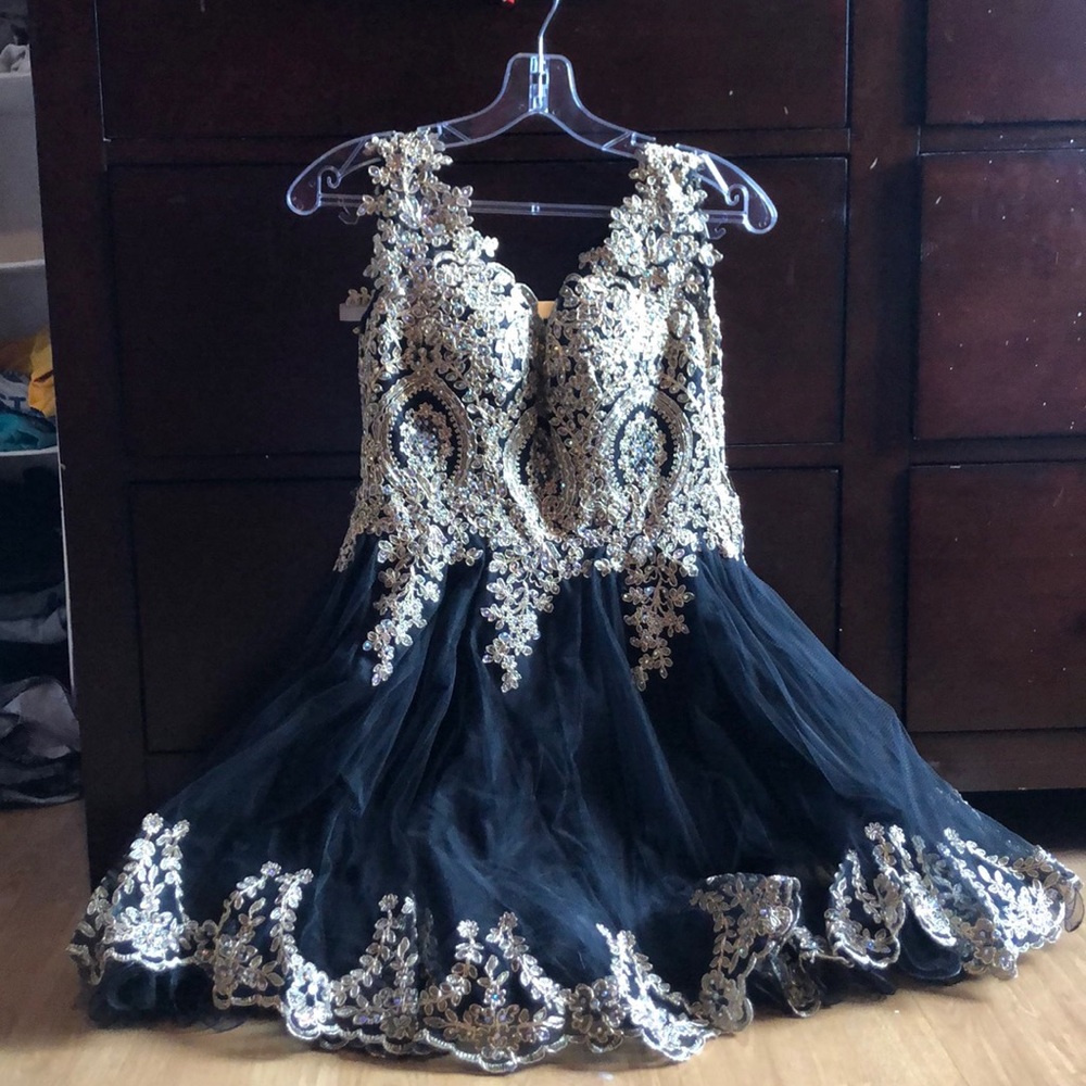 Semi/prom black and gold dress